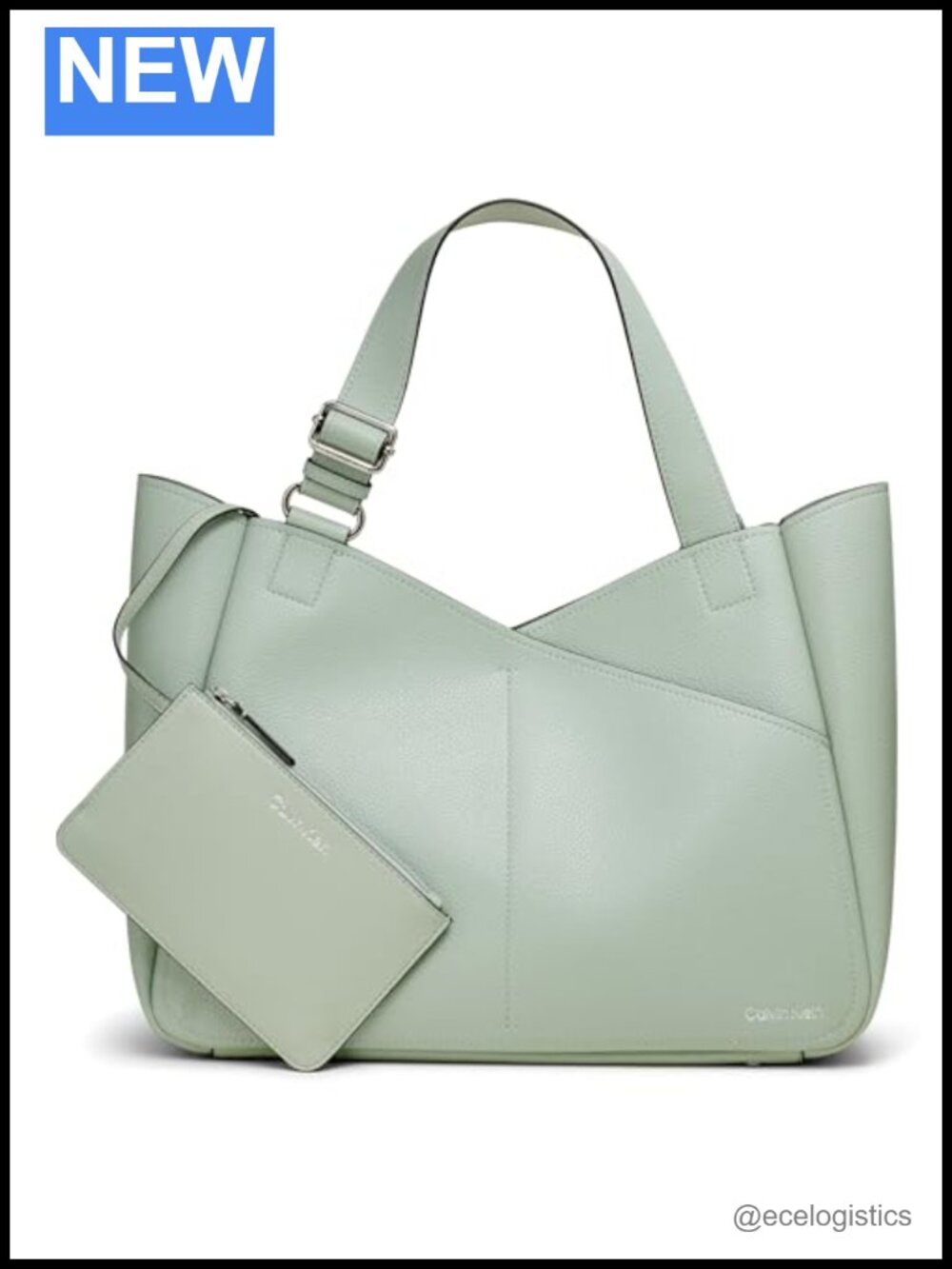 Patchwork Monogram PVC Tote Bag with Detachable Pouch Shoulder Straps
